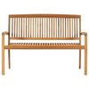 vidaXL Stacking Patio Bench with Cushion 50.6'' Solid Teak Wood