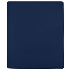 vidaXL Jersey Fitted Sheet Set of 2 Navy Blue Cotton 35.4 in x 78.7 in