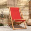 vidaXL Beach Chair Red Teak wood and fabric Standard Collapsible