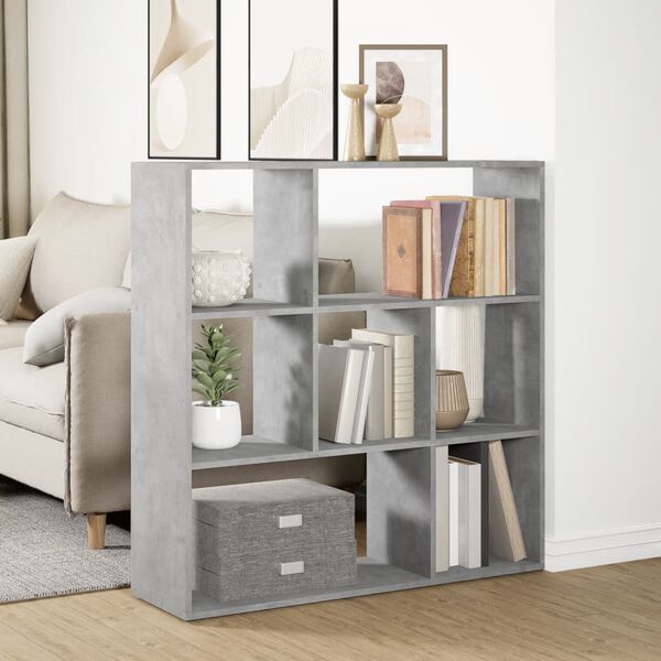 vidaXL Room Divider Bookcase Concrete Grey Engineered Wood Medium