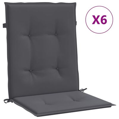 vidaXL Garden Lowback Chair Cushions 6 pcs Anthracite 39.4"x19.7"x1.2" Oxford Fabric