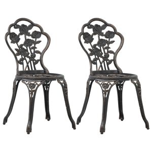 vidaXL Bistro Chair Set of 2 Bronze Cast aluminum Regular Durable