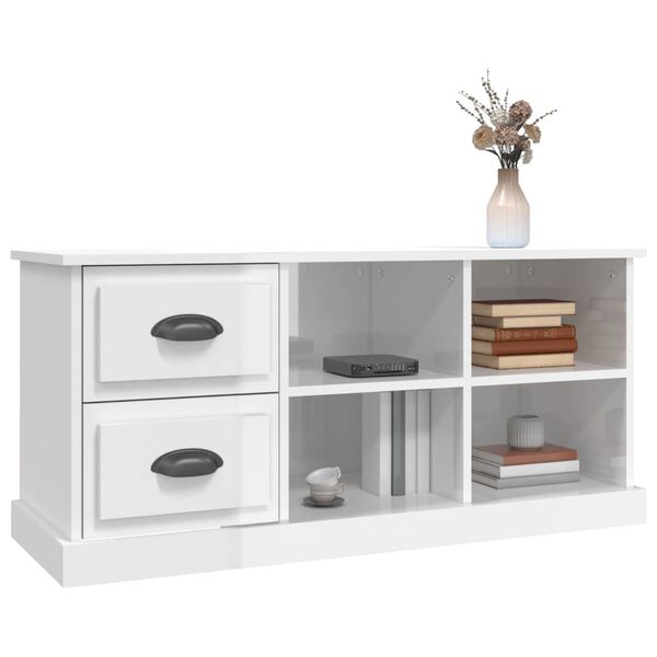 vidaXL TV Cabinet High gloss white Engineered wood 40.2 x 14.0 x 18.7 in