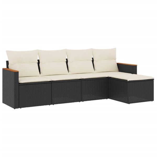 vidaXL Garden Sofa Set Black, Cream White