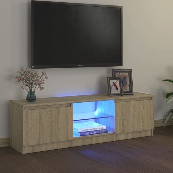 vidaXL TV Stand with LED Lights Sonoma Oak 47.2"x11.8"x14.2"