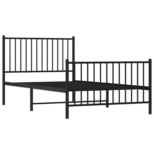 vidaXL Bed Frame Black Powder-Coated Steel Single Bed Frame