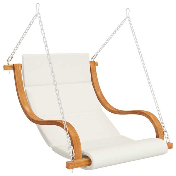 vidaXL Swing Chair Cream, Teak Finish