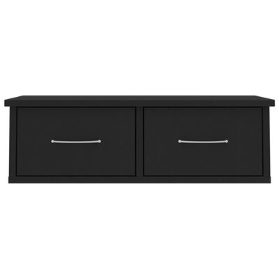 vidaXL Wall-mounted Drawer Shelf Black 23.6"x10.2"x7.3" Engineered Wood