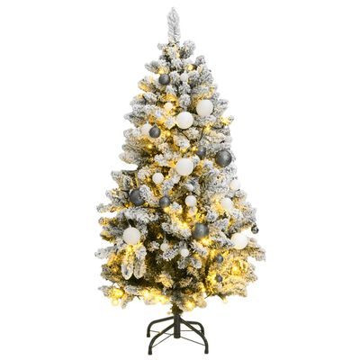 vidaXL Artificial Hinged Christmas Tree 150 LEDs & Ball Set 47.2"