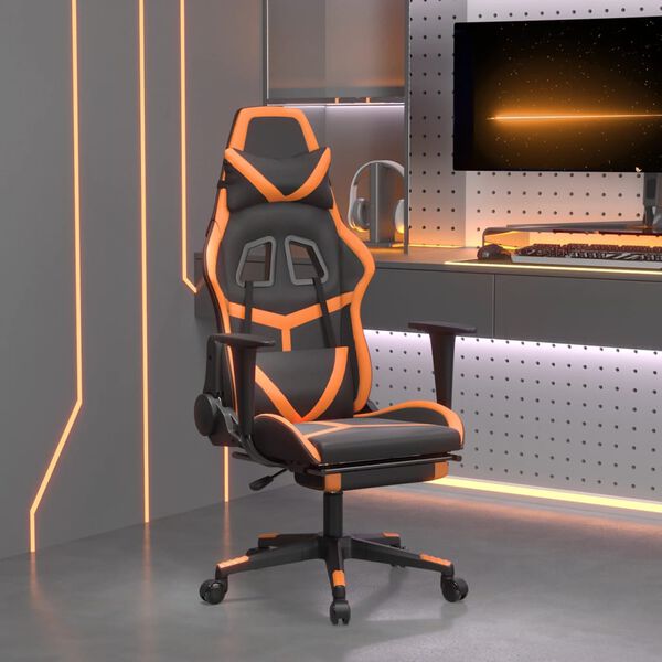vidaXL Gaming Chair Black and Orange Faux leather, metal, plywood