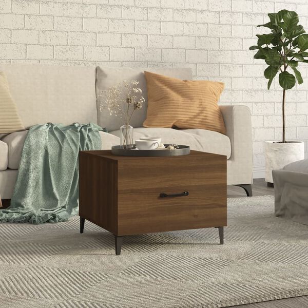 vidaXL Coffee Table Brown oak Engineered wood, metal 19.7 x 19.7 x 15.7 in