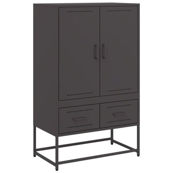 vidaXL Highboard Black Cold-rolled steel Slim Highboard Rectangular