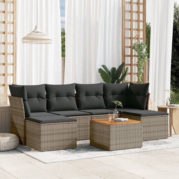 vidaXL Garden Sofa Set Gray PE rattan Modular Garden Sofa Set Other