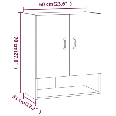 vidaXL Wall Cabinet Black 23.6"x12.2"x27.6" Engineered Wood