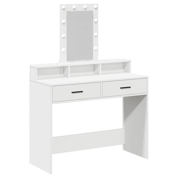 vidaXL Dressing Table White 39.37 x 16.14 x 55.12 in Engineered Wood