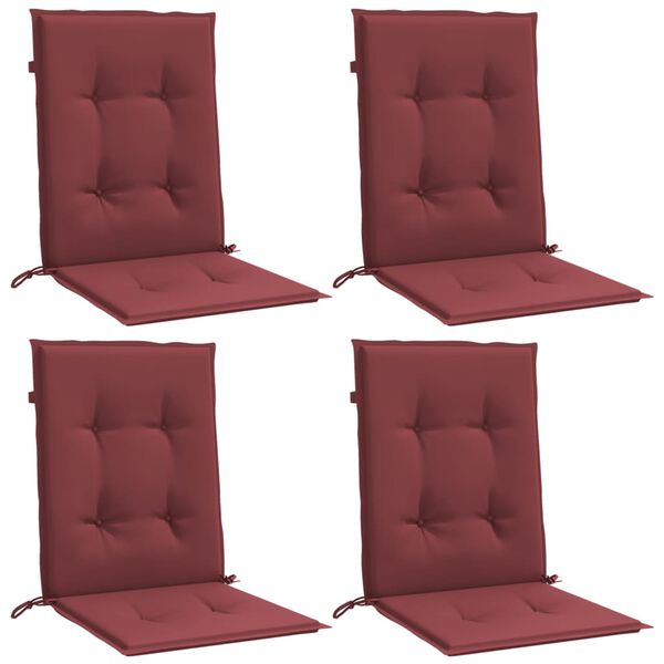 vidaXL Lowback Chair Cushion Set of 4 Melange wine red 100% polyester