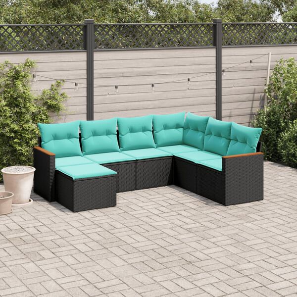 vidaXL Patio Sofa Set Black, Blue