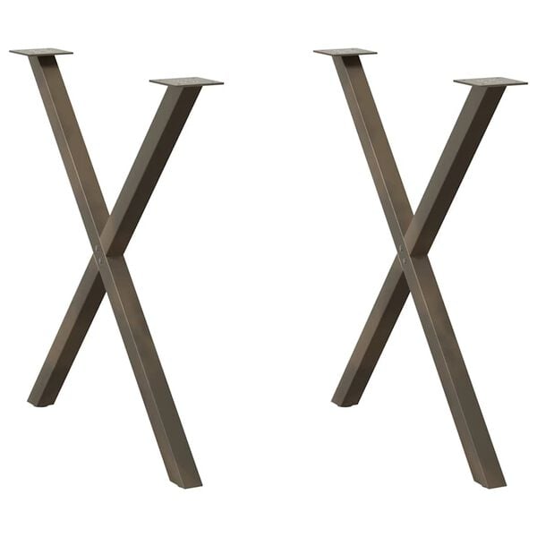 vidaXL Dining Table Legs X-Shaped 2 pcs Natural Steel 27.6x(28.3-28.7)" Steel