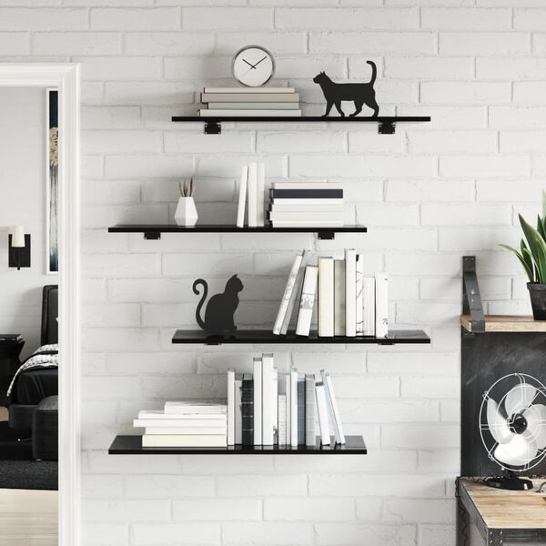vidaXL Shelf Set of 8 High gloss black Engineered wood