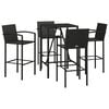vidaXL Garden Bar Set Black PE rattan Medium Footrest Bar Table Set