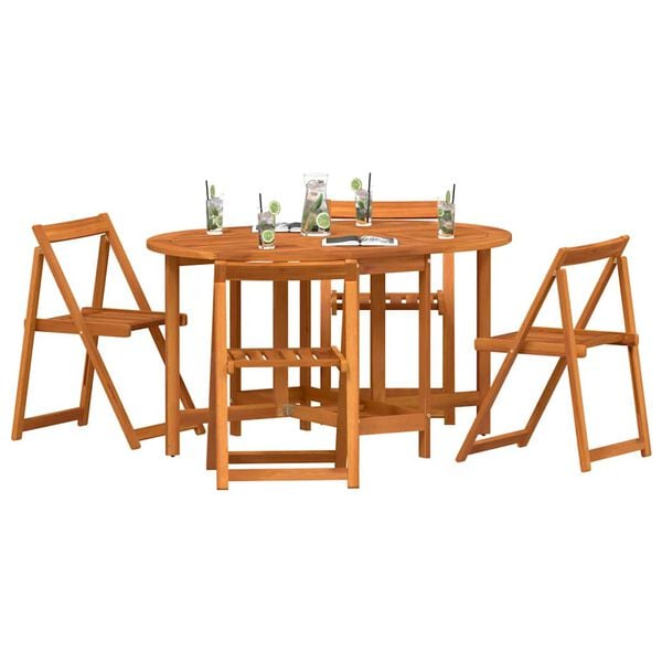 vidaXL Garden Table Folding 5 pcs Brown Solid Acacia Wood