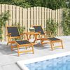 vidaXL Deck Chair Black Solid Acacia wood Large Foldable Deck Chair