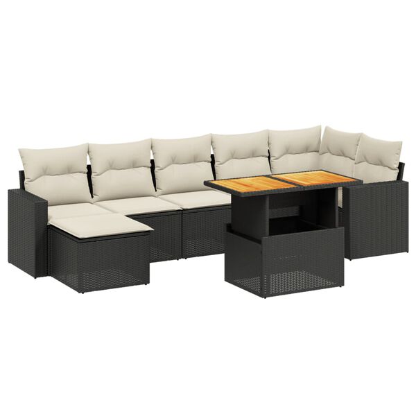 vidaXL Garden Sofa Set Black, Cream White