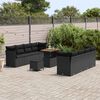 vidaXL Garden Sofa Set with Cushion 11 pcs Black Poly Rattan