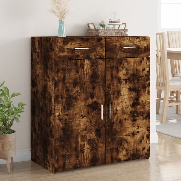 vidaXL Sideboard Smoked Oak Engineered Wood Medium Storage Sideboard