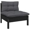 vidaXL Garden Lounge Set Black Solid pine wood, 100% polyester 6 Piece Set