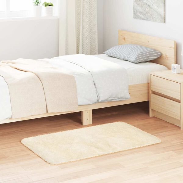 vidaXL Shaggy Rug Cream 100% Polyester 23.6 x 39.4 in Foldable