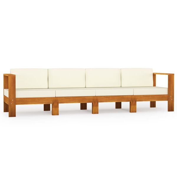 vidaXL Wooden Garden Sofa Cream White Solid Acacia wood, 100% polyester