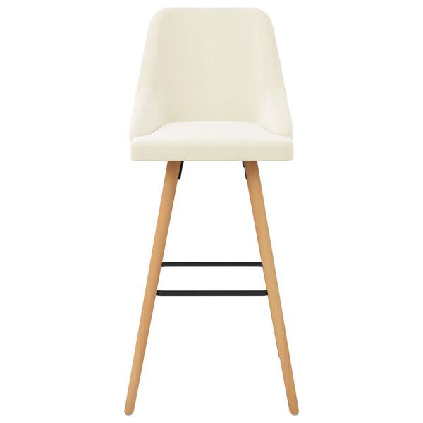 vidaXL Bar Chair Set of 2 Cream Velvet, beech wood Medium Footrest