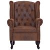vidaXL Armchair And Stool Brown Faux leather, Wood, Foam One Size