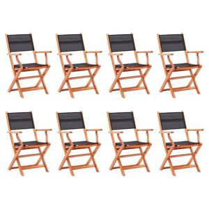 vidaXL Garden Chair Set of 8 Black and Natural