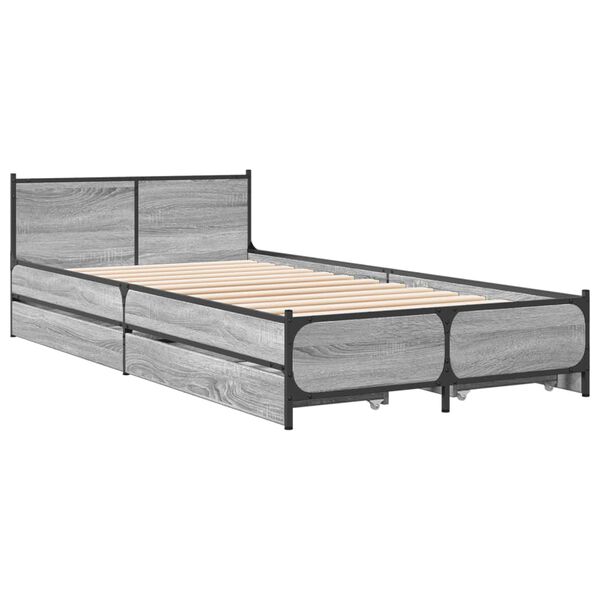 vidaXL Bed Frame Gray Sonoma Engineered wood, steel Small Single
