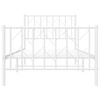 vidaXL Bed Frame White Steel Twin Bed Frame Rectangular Traditional