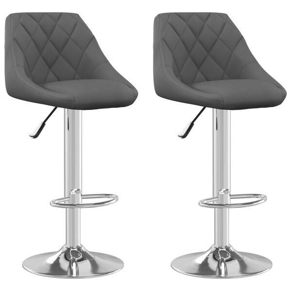 vidaXL Bar Stool Set of 2 Dark Grey Velvet (100% polyester), chromed steel