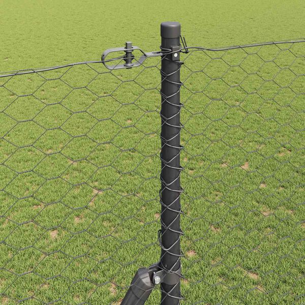 vidaXL Fence with Posts Gray 5.2'x 32.8'PVC-coated steel