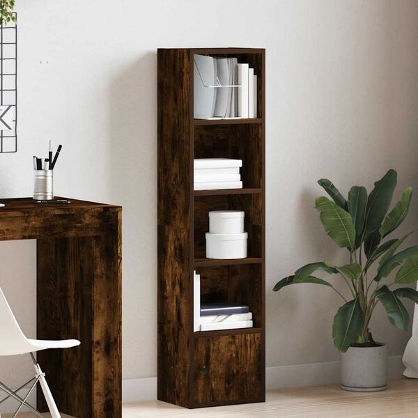 vidaXL Bookcase Smoked Oak Engineered Wood Medium Bookcase Rectangular