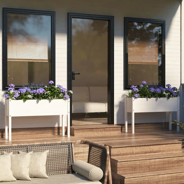 vidaXL Planter Set of 2 White Solid pinewood Medium Planter