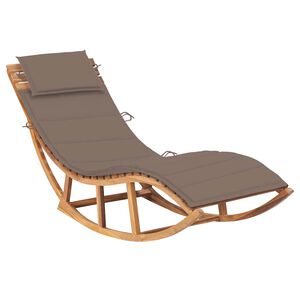 vidaXL Sun Lounger Taupe Cushion Teak Wood, Polyester Standard