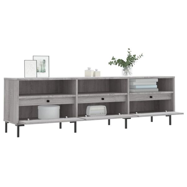vidaXL TV Cabinet Grey Sonoma Engineered Wood, Iron Large TV Cabinet