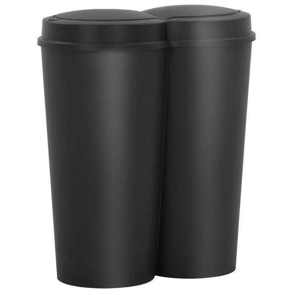 vidaXL Duo Bin Trash Can Black 13.2 gal