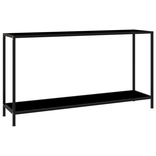 vidaXL Console Table Black 55.1"x13.8"x29.5" Tempered Glass