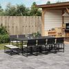 vidaXL Garden Dining Set Black PE rattan Large UV-resistant materials
