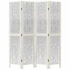 vidaXL Room Divider 4 Panels White Solid Wood Paulownia