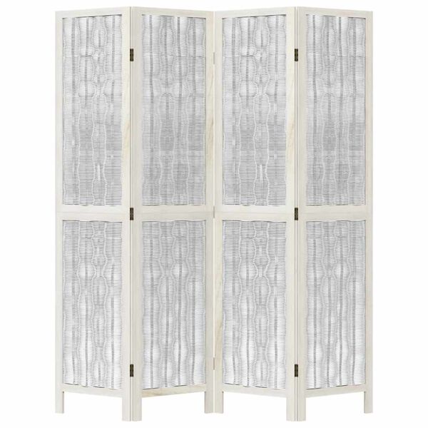 vidaXL Room Divider 4 Panels White Solid Wood Paulownia