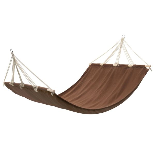 vidaXL Hammock Brown Cotton and Polyester Large Foldable Hammock