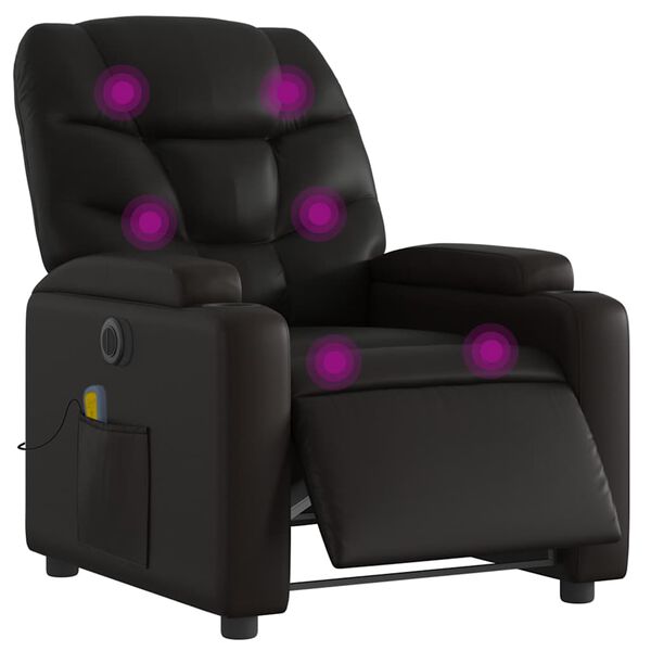 vidaXL Electric Massage Recliner Chair Black Faux Leather